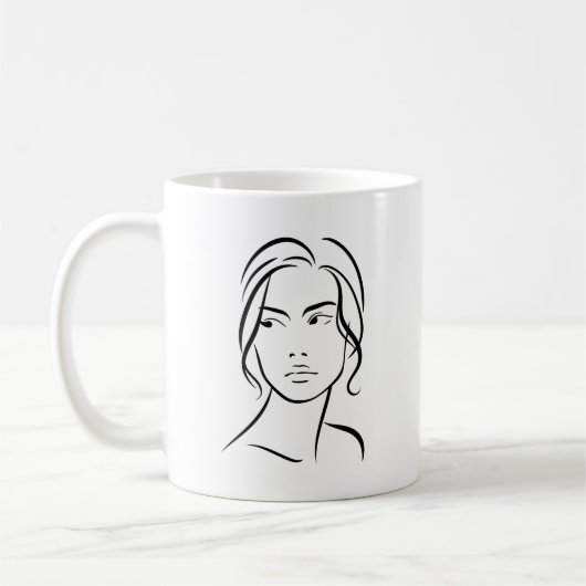 Mug Dessin à visage féminin d'une ligne 4 (Gauche)