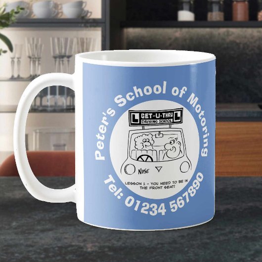 Mug Dessin amusant de l'école de conduite avec numéro 