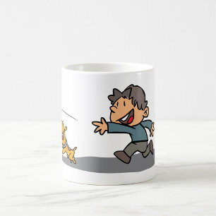 Mug Dessin amusant garçon et chien Jouer aller cherche