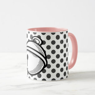Mug Dessin animé chat gris blanc noir cloche vecteur p