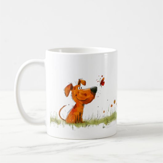 Mug Dessin Animé Chien et Papillon (Gauche)