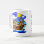 Mug Dessin animé de bateau de pêche (Devant gauche)