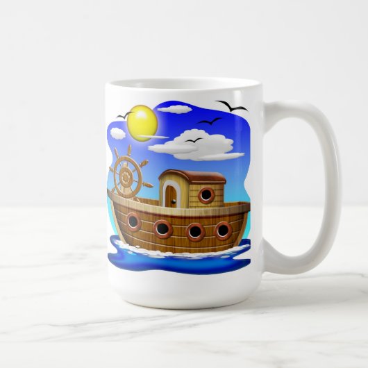 Mug Dessin animé de bateau de pêche (Droite)