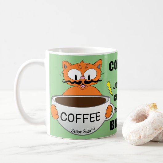 Mug Dessin animé de chat avec citation amusante (Avec donut)