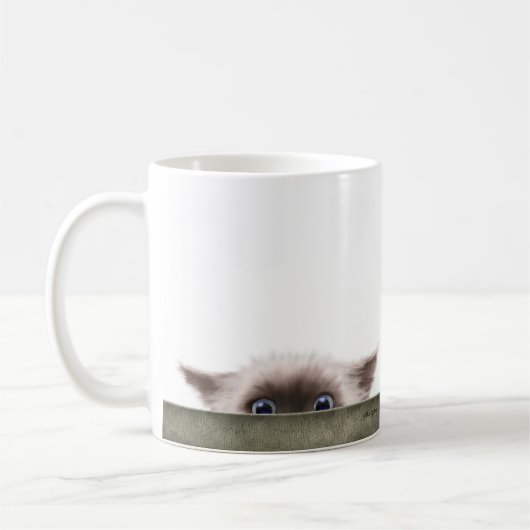 Mug Dessin animé de chaton siamois vous traquant (Gauche)