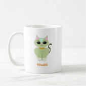 Mug Dessin animé de chaton vert mignon (Gauche)