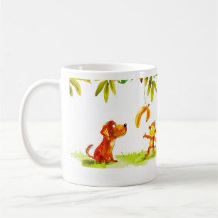 Mug Dessin animé de chien et de singe