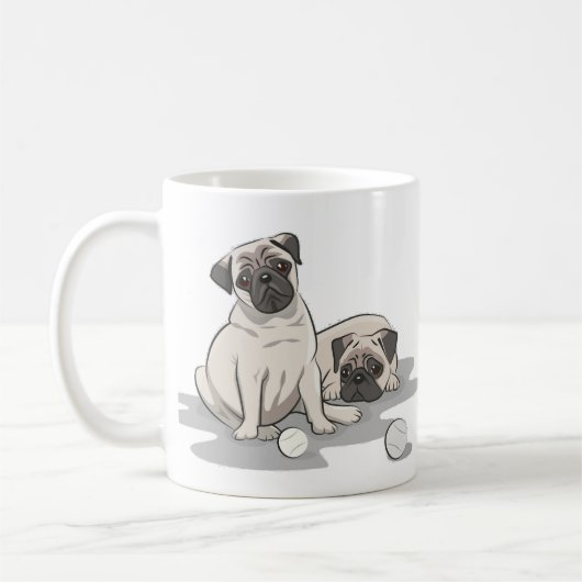 Mug Dessin animé de groupe Pug (Gauche)