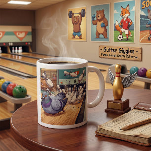 Mug Dessin animé de pigeons drôles jouant au bowling s