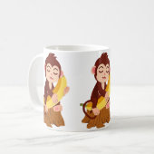 Mug Dessin animé de singe tenant une banane (Devant gauche)