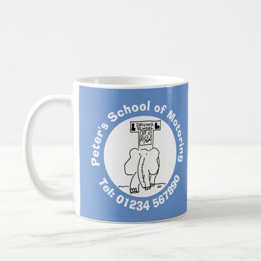Mug Dessin animé d'école de conduite avec éléphant. (Gauche)