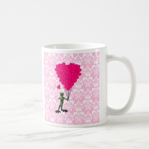 Mug Dessin animé drôle de grenouille & cœur rose sur d