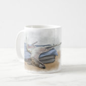 Mug Dessin animé drôle de lévrier gris endormi (Devant gauche)