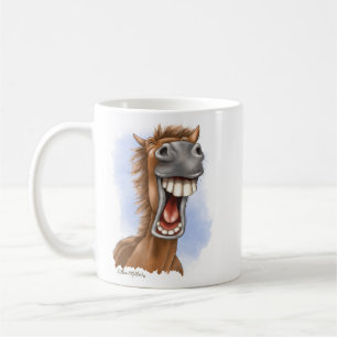 Mug Dessin animé hilarant d'un cheval riant