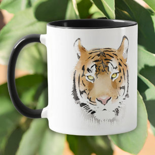 Mug Dessin aquarelle tête de tigre