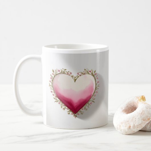 Mug Dessin artistique en forme de cœur (Avec donut)