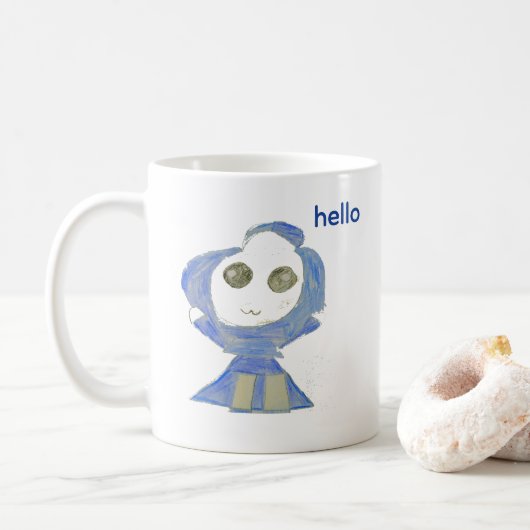 Mug Dessin au crayon de poupée bleue mignonne (Avec donut)