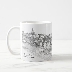 Mug Dessin au crayon du district d'Alfama à Lisbonne