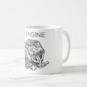 Mug dessin au crayon d'un moteur V8 (Devant droit)