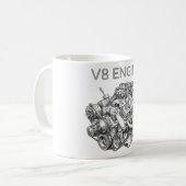 Mug dessin au crayon d'un moteur V8 (Devant gauche)