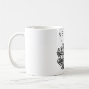 Mug dessin au crayon d'un moteur V8