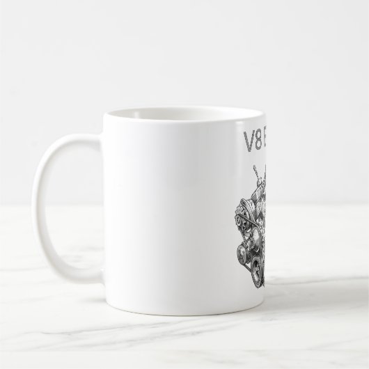 Mug dessin au crayon d'un moteur V8 (Gauche)