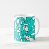 Mug Dessin au trait d'arbre de Ficus sur fond bleu (Devant droit)