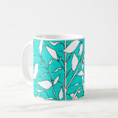 Mug Dessin au trait d'arbre de Ficus sur fond bleu (Devant gauche)