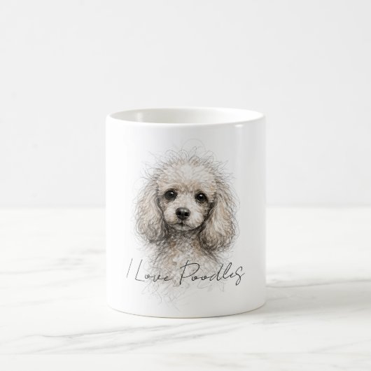 Mug Dessin au trait de caniche mignon, conception de t (Centre)
