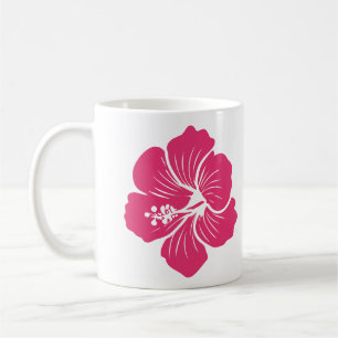 Mug Dessin au trait de fleur d'Hibiscus rose vif