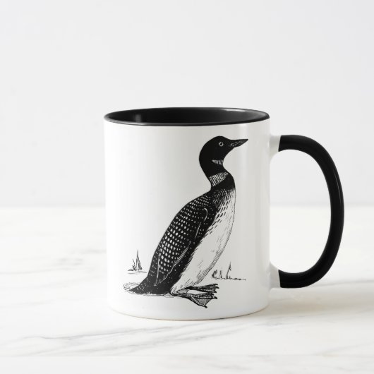 Mug Dessin au trait noir et blanc du plongeur (Droite)