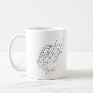 Mug Dessin au trait visage cadeau design simple et art
