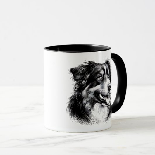 Mug Dessin Australian Shepherd (Devant droit)