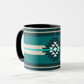 Mug dessin aztèque de couleur turquoise (Devant gauche)