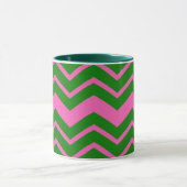 Mug Dessin chevron zigzag vert rose  (Centre)