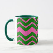 Mug Dessin chevron zigzag vert rose  (Gauche)