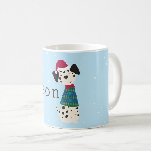Mug Dessin Dalmatien à Noël doux (Devant droit)
