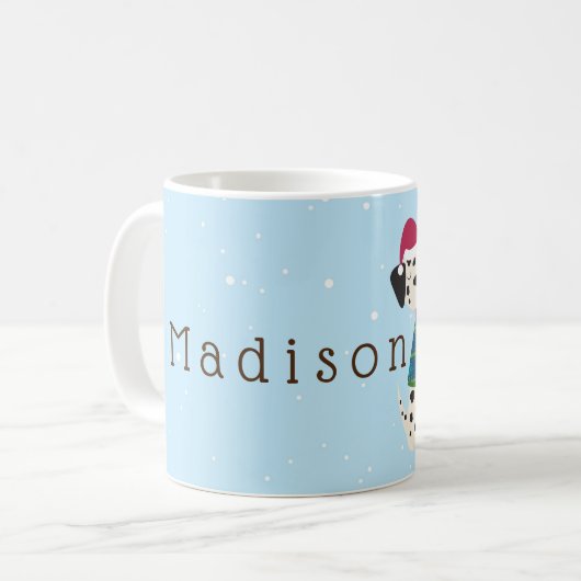 Mug Dessin Dalmatien à Noël doux (Devant gauche)