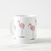 Mug Dessin d'aquarelle de Flamants roses roses (Devant gauche)