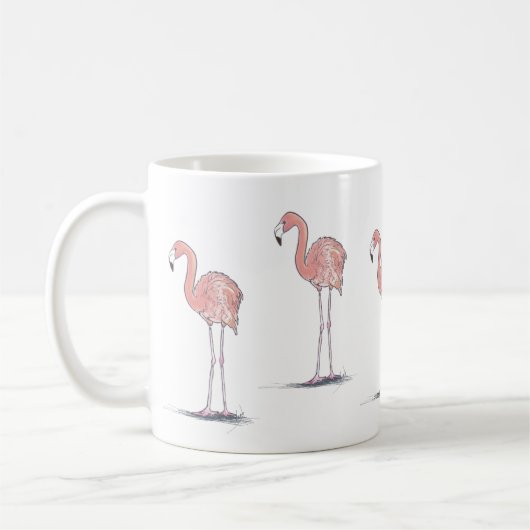 Mug Dessin d'aquarelle de Flamants roses roses (Gauche)