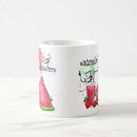 Mug Dessin d'aquarelle de pastèque et fraises (Centre)