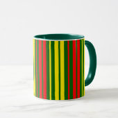 Mug Dessin de bandes verticales vert jaune rouge (Devant droit)