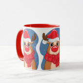 Mug Dessin de cerfs de Noël (Devant gauche)