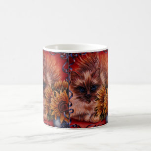 Mug Dessin de chat avec des yeux bleus et des