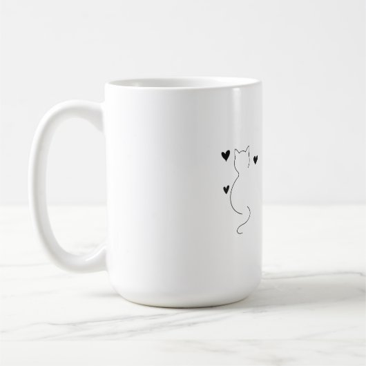 Mug Dessin de chat mignon au trait continu avec trois (Gauche)