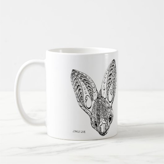 Mug Dessin de chauve-souris jaune fantaisie noir et bl (Gauche)