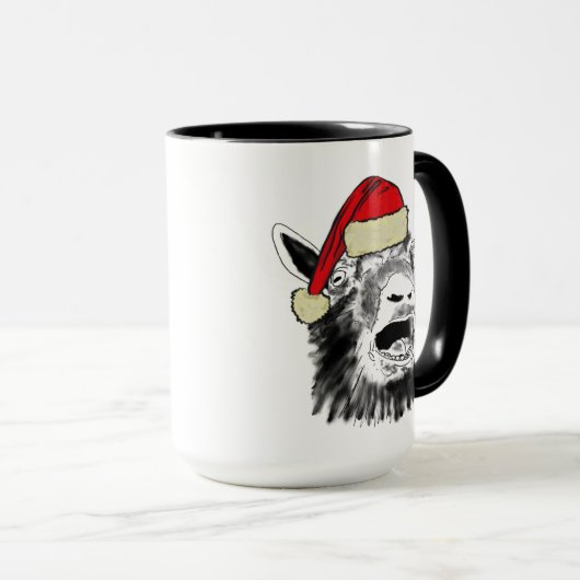 Mug Dessin de chèvre de Noël drôle (Devant droit)