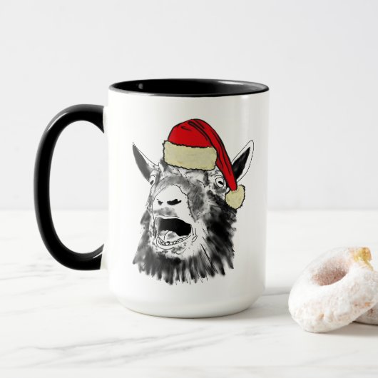 Mug Dessin de chèvre de Noël drôle (Avec donut)