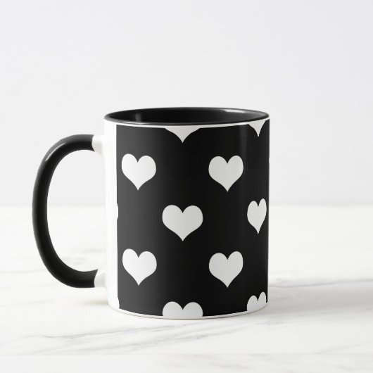 Mug Dessin de coeurs adorables noir blanc (Gauche)