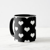 Mug Dessin de coeurs adorables noir blanc (Devant gauche)